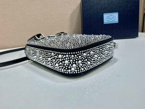 Prada 1BA331 Small satin tote bag with crystals Black - Default Title - View 5