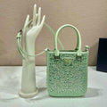 Prada 1BA331 Small satin tote bag with crystals Green - Default Title - View 1