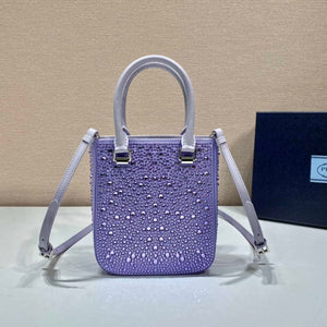 Prada 1BA331 Small satin tote bag with crystals Purple - Default Title - View 4