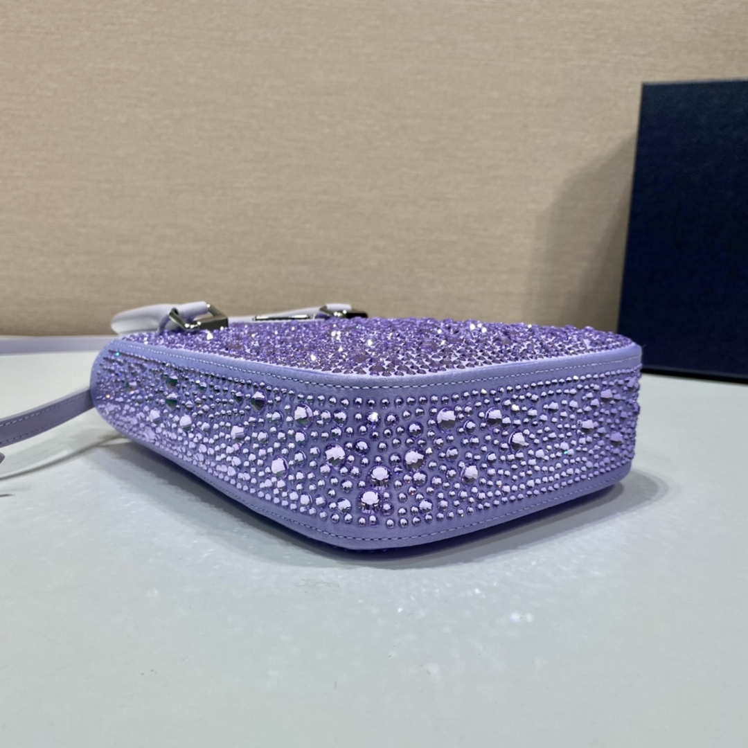 Prada 1BA331 Small satin tote bag with crystals Purple - Default Title - View 5