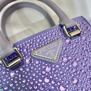 Prada 1BA331 Small satin tote bag with crystals Purple - Default Title - View 7