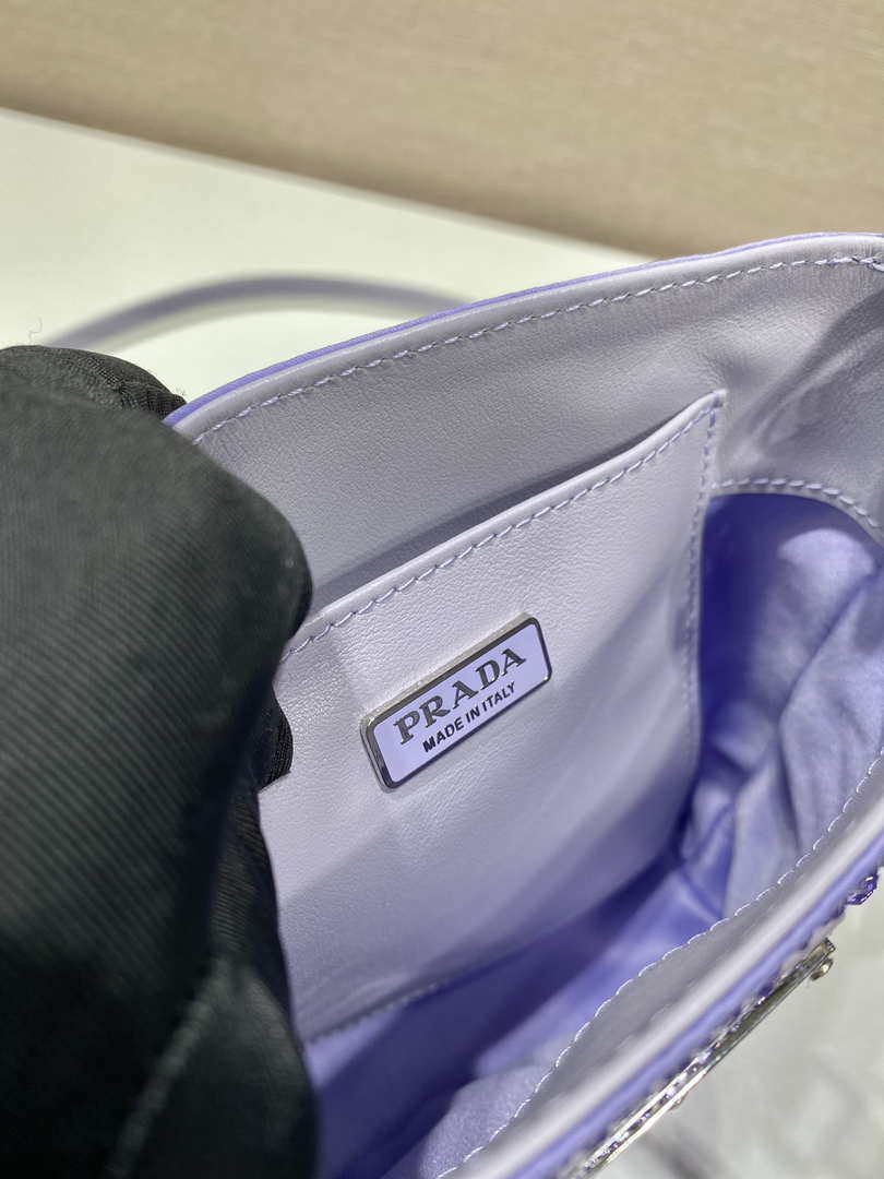 Prada 1BA331 Small satin tote bag with crystals Purple - Default Title - View 9