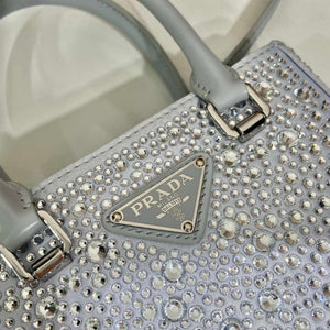 Prada 1BA331 Small satin tote bag with crystals White - Default Title - View 6