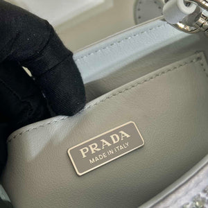 Prada 1BA331 Small satin tote bag with crystals White - Default Title - View 8
