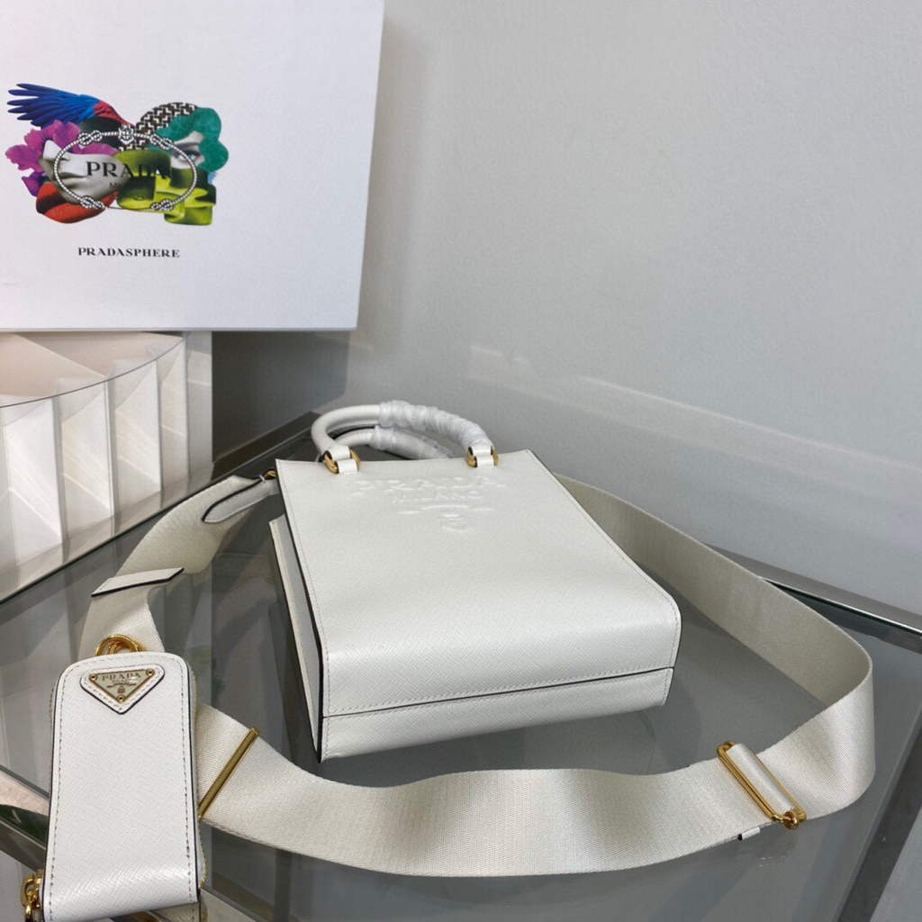 Prada 1BA333 Small Saffiano leather handbag White