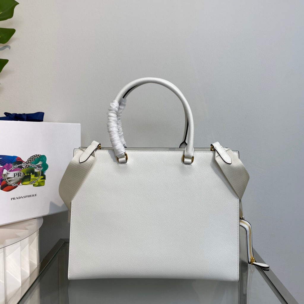 Prada 1BA335 Large Saffiano leather handbag White