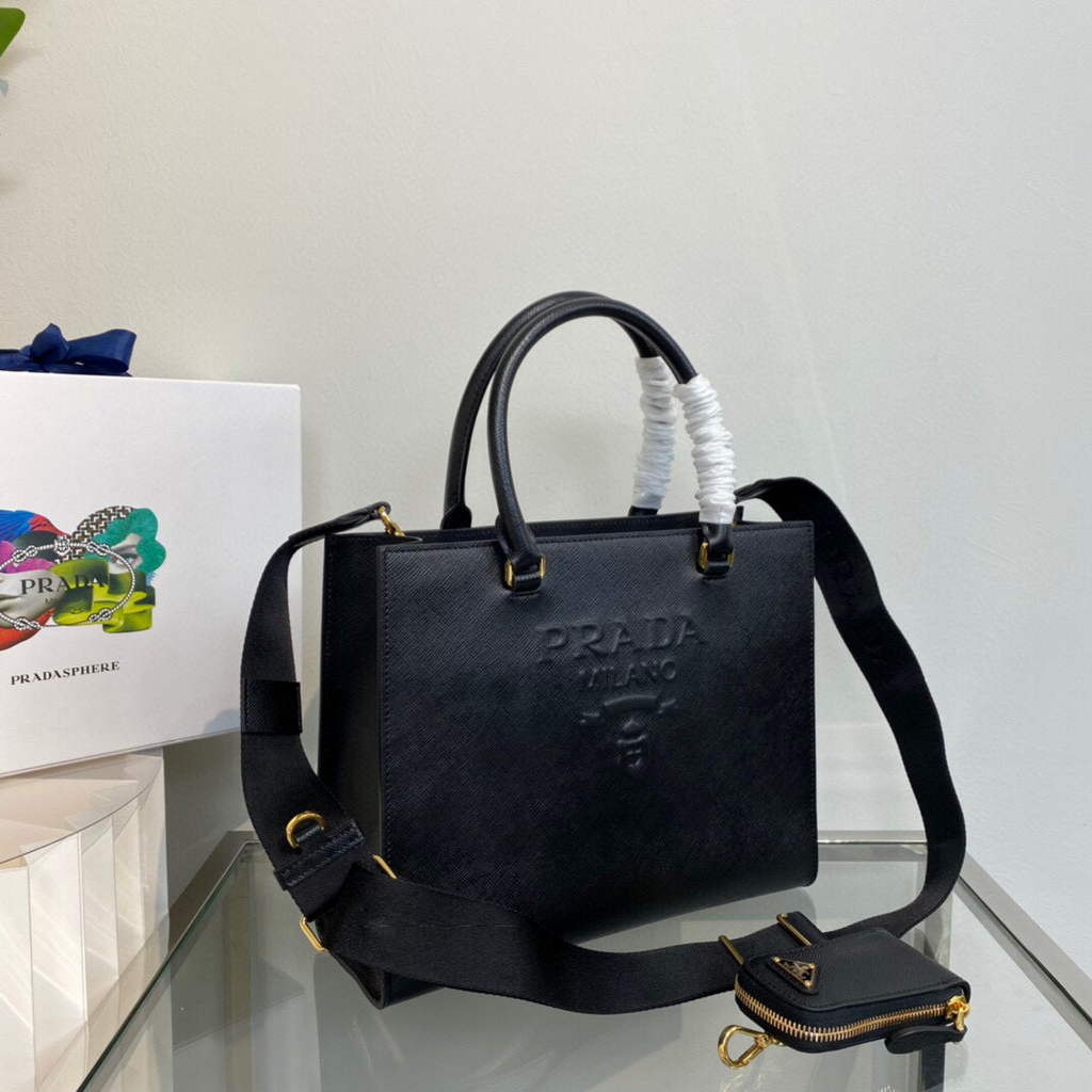 Prada 1BA337 Medium Saffiano leather handbag Black