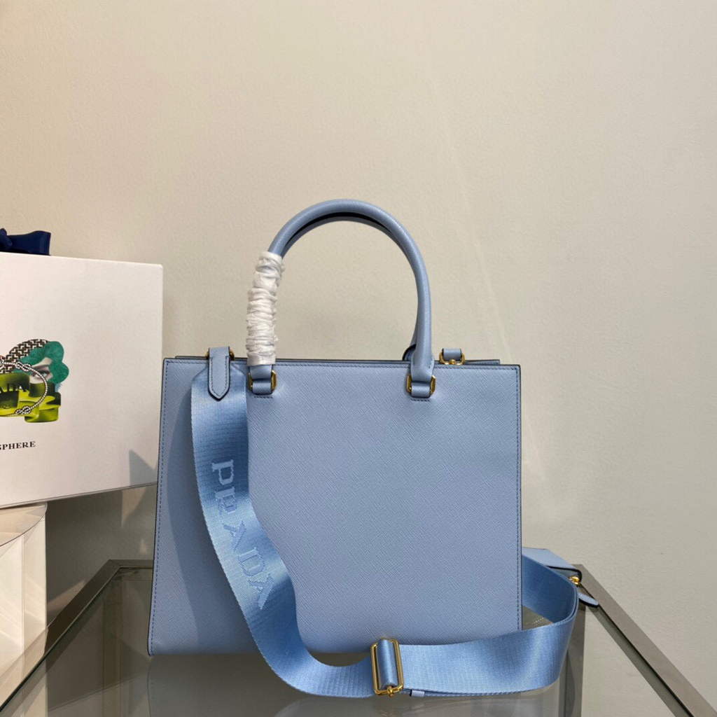 Prada 1BA337 Medium Saffiano leather handbag Blue