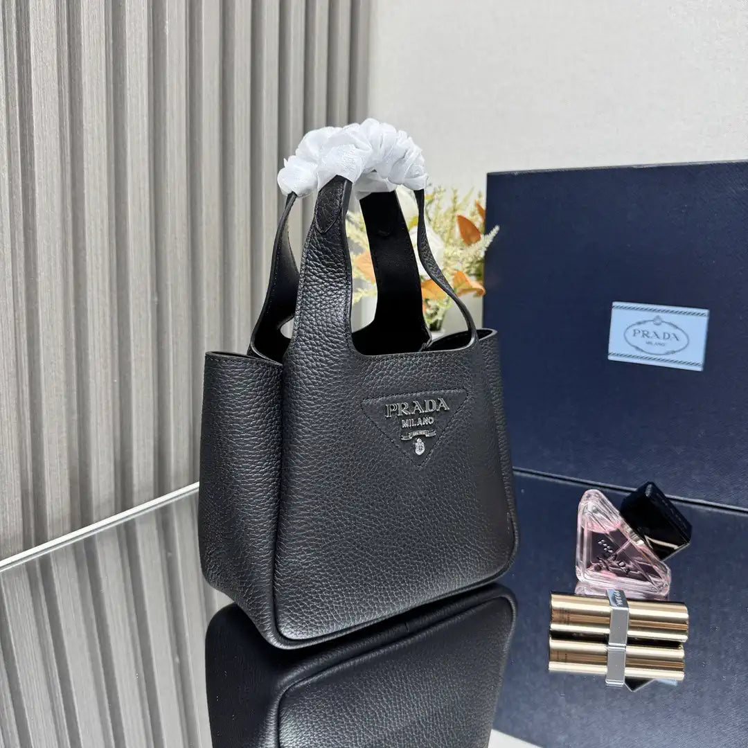 Prada 1BA349 Mini leather handbag Black Silver
