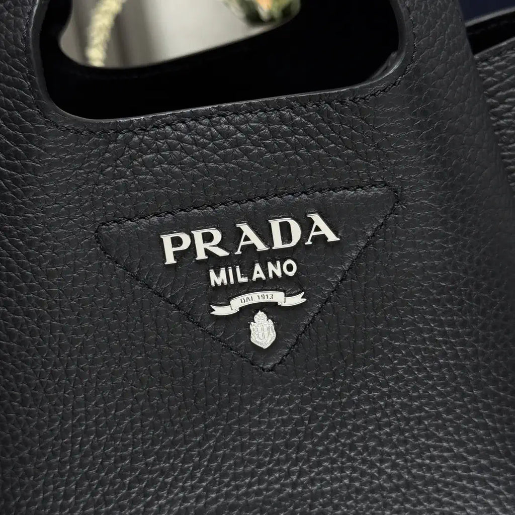 Prada 1BA349 Mini leather handbag Black Silver