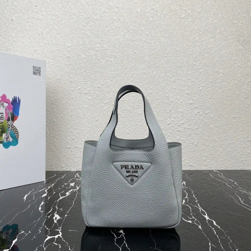 Prada 1BA349 Mini leather handbag Gray Blue Silver
