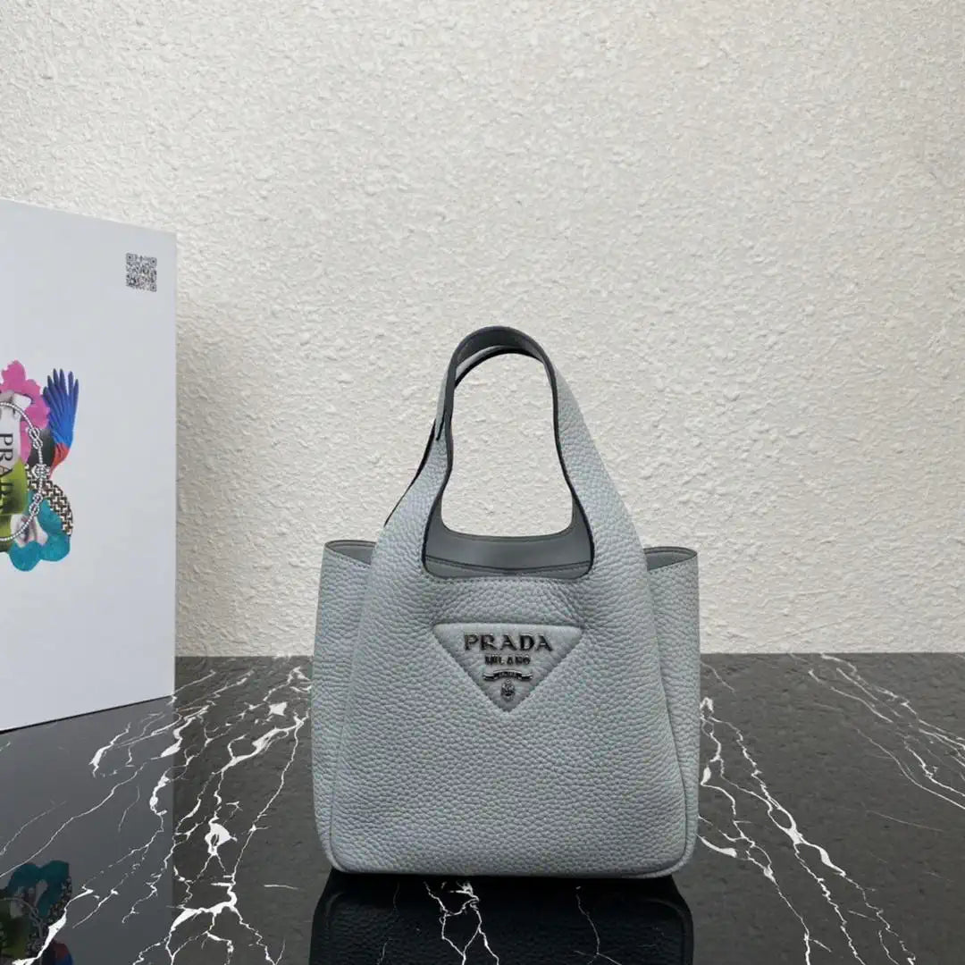 Prada 1BA349 Mini leather handbag Gray Blue Silver
