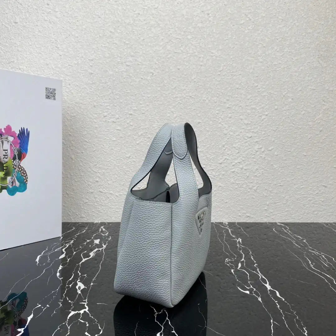 Prada 1BA349 Mini leather handbag Gray Blue Silver