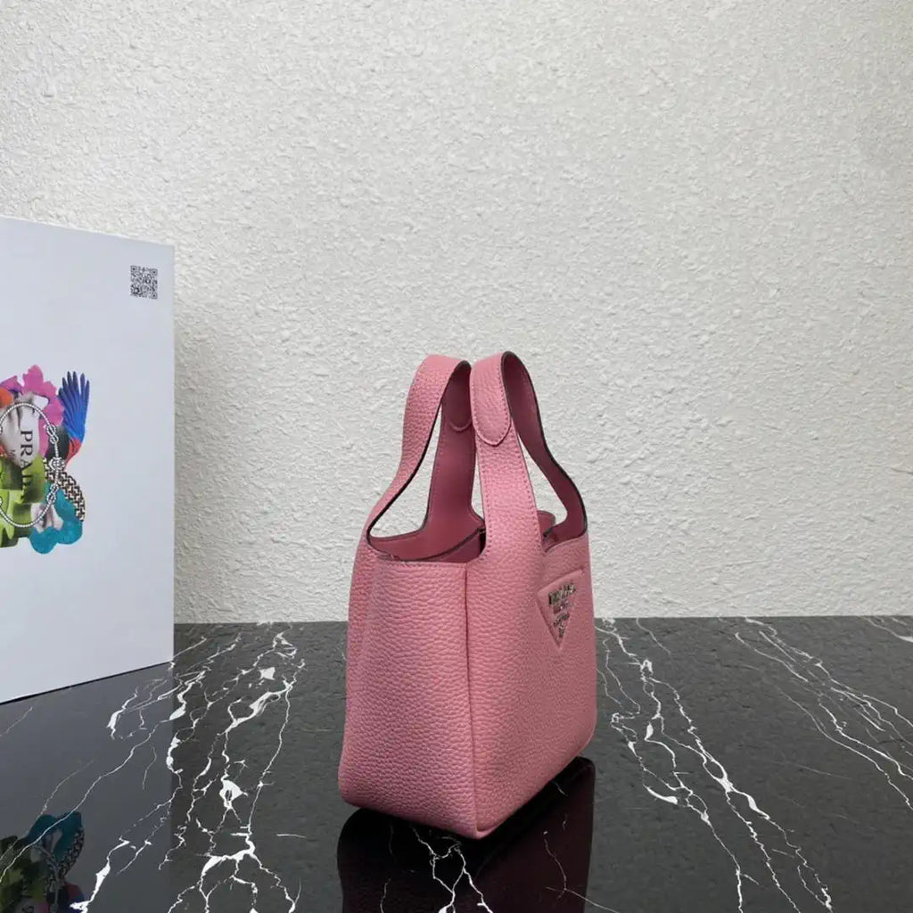 Prada 1BA349 Mini leather handbag Pink Silver