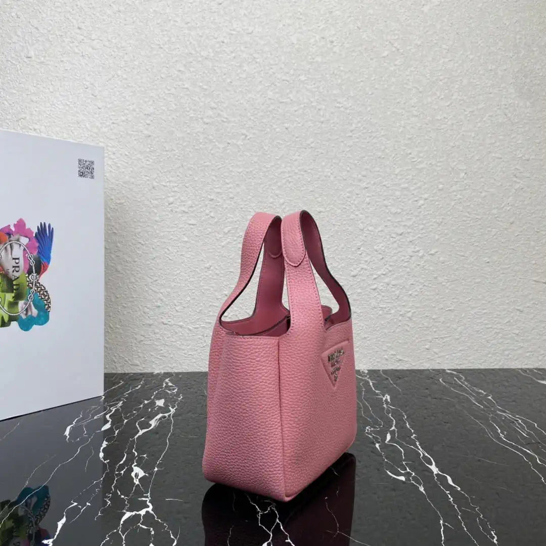 Prada 1BA349 Mini leather handbag Pink Silver