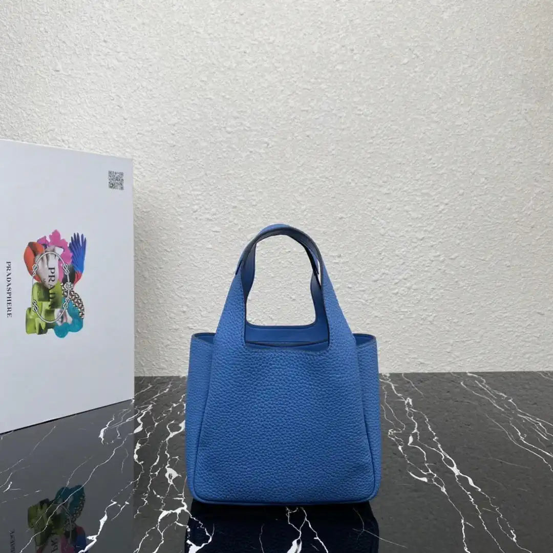 Prada 1BA349 Mini leather handbag Blue Silver