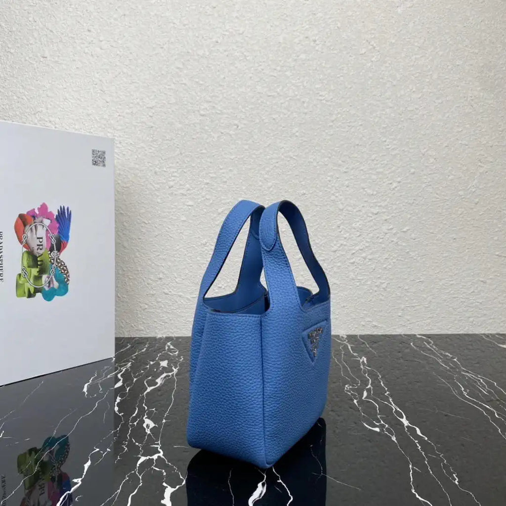 Prada 1BA349 Mini leather handbag Blue Silver