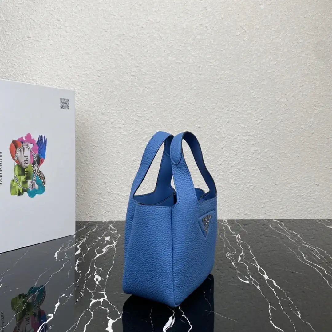 Prada 1BA349 Mini leather handbag Blue Silver