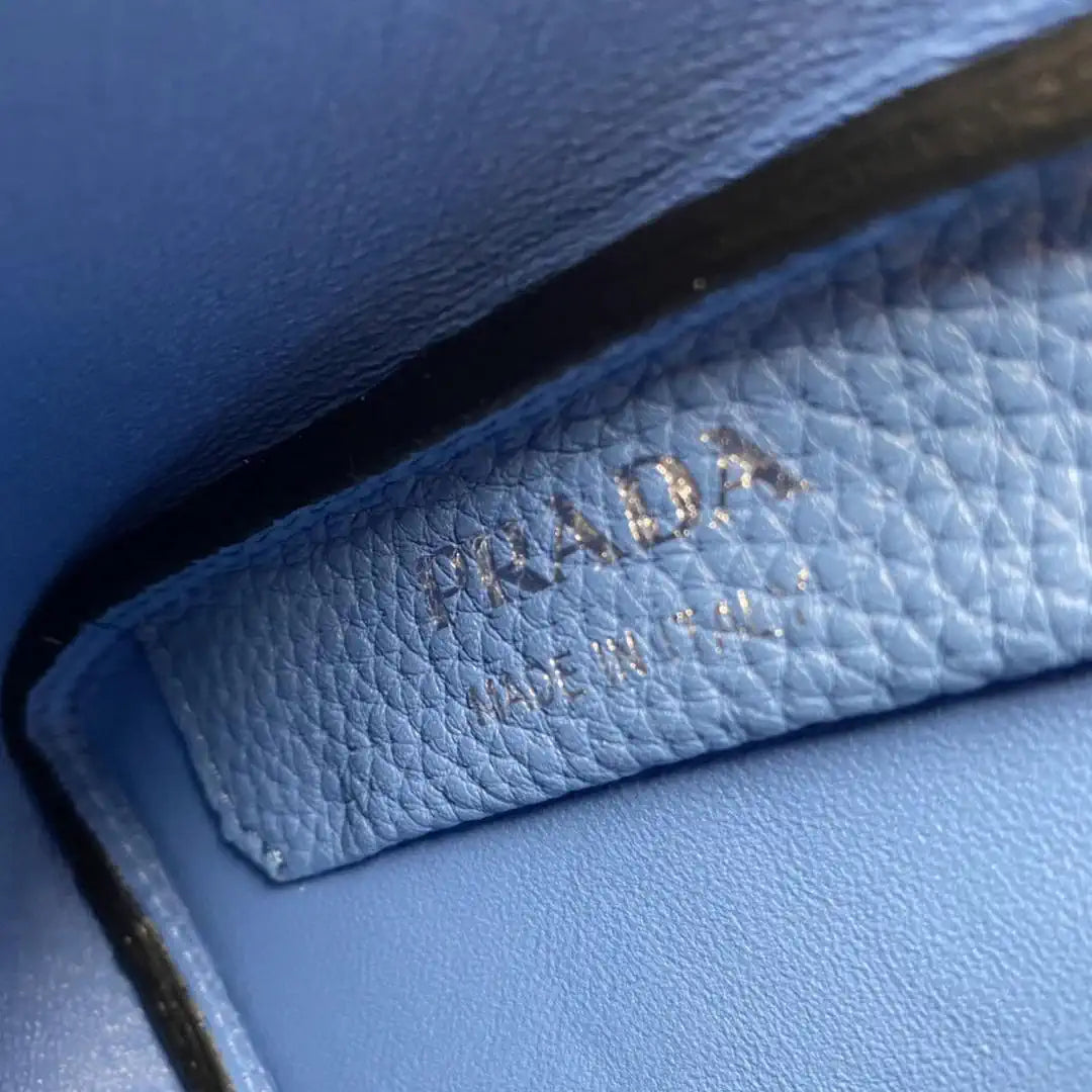 Prada 1BA349 Mini leather handbag Blue Silver