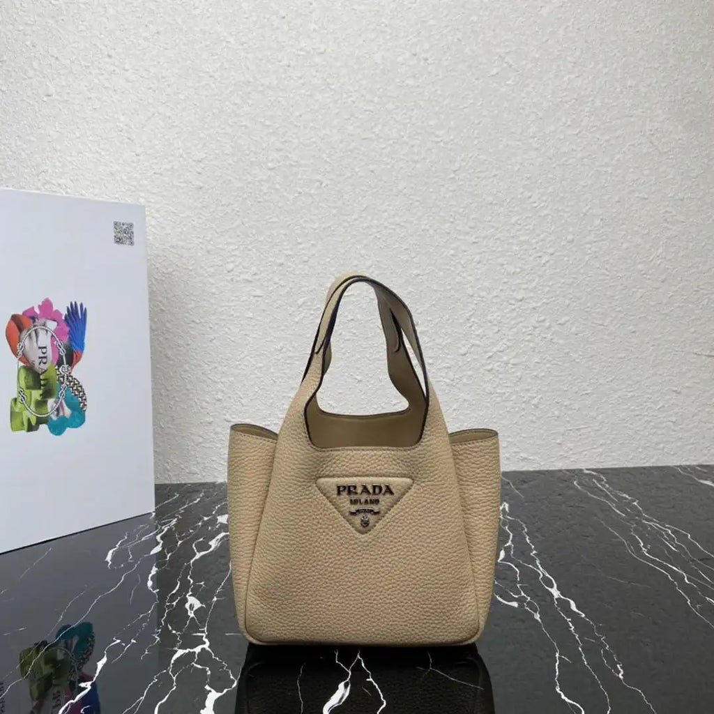 Prada 1BA349 Mini leather handbag Apricot Silver