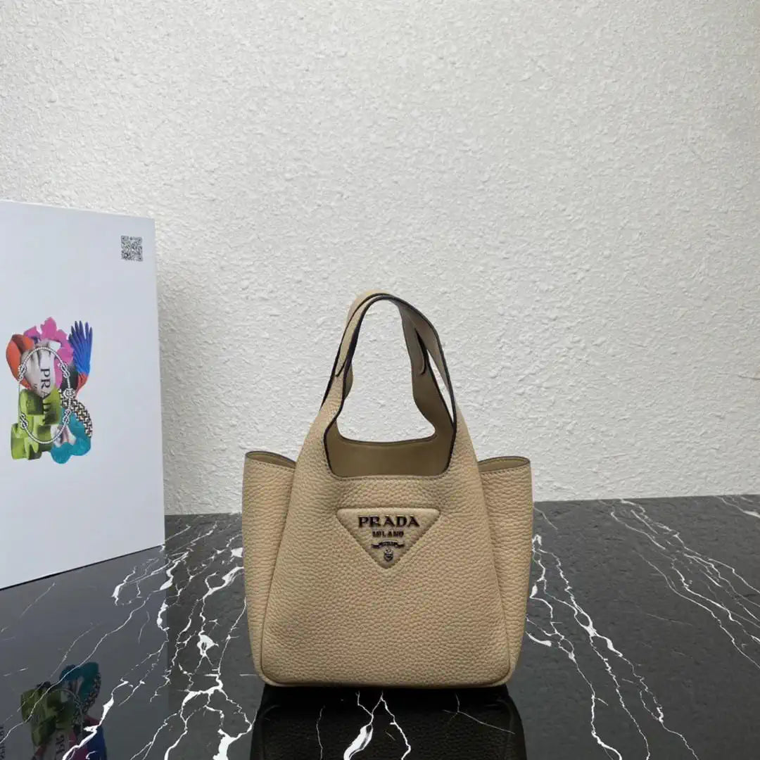 Prada 1BA349 Mini leather handbag Apricot Silver