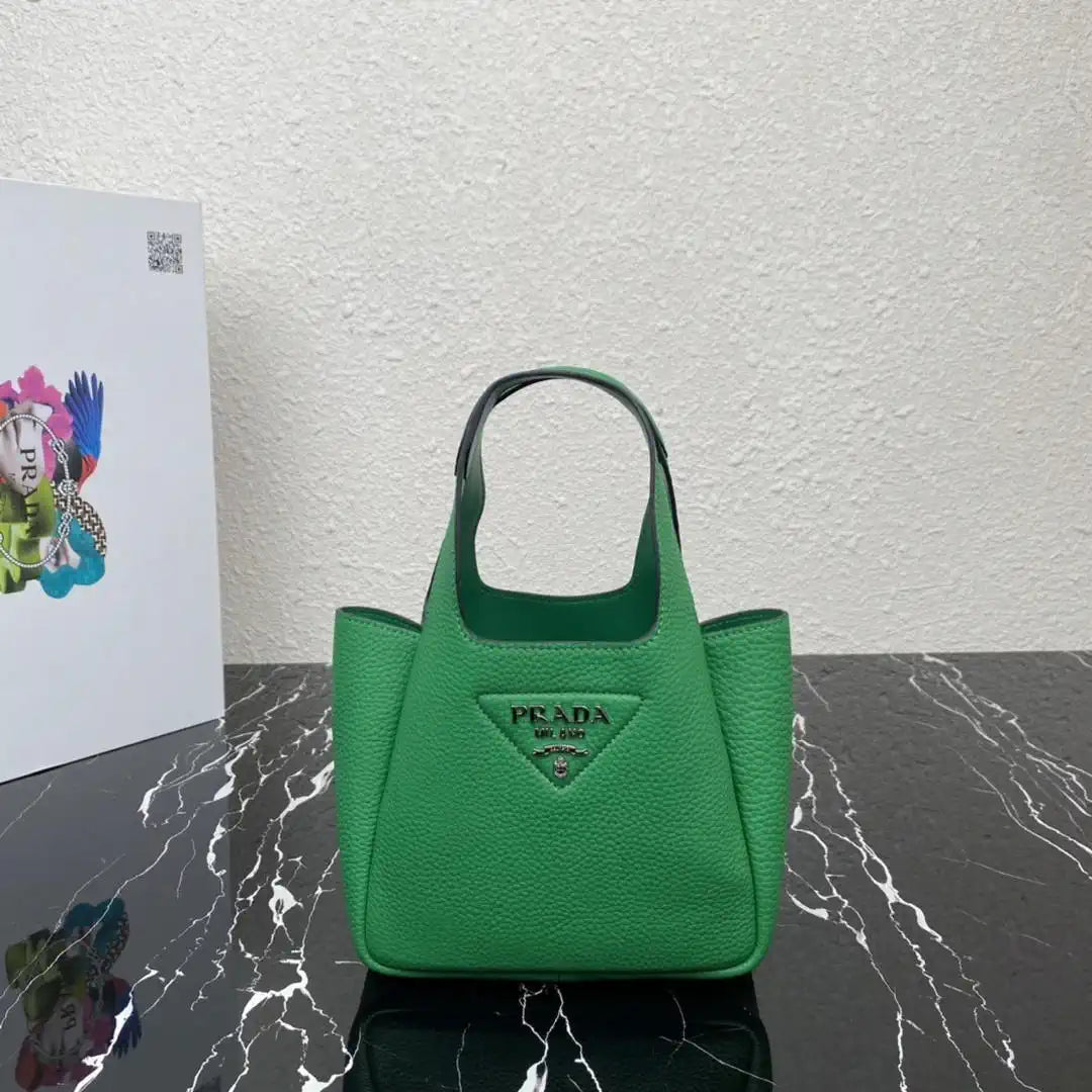 Prada 1BA349 Mini leather handbag Green Silver