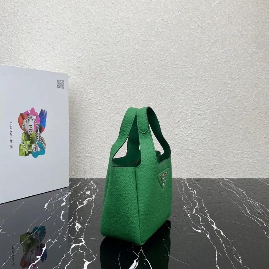Prada 1BA349 Mini leather handbag Green Silver