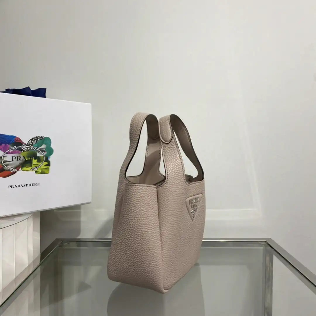 Prada 1BA349 Mini leather handbag Nude Silver