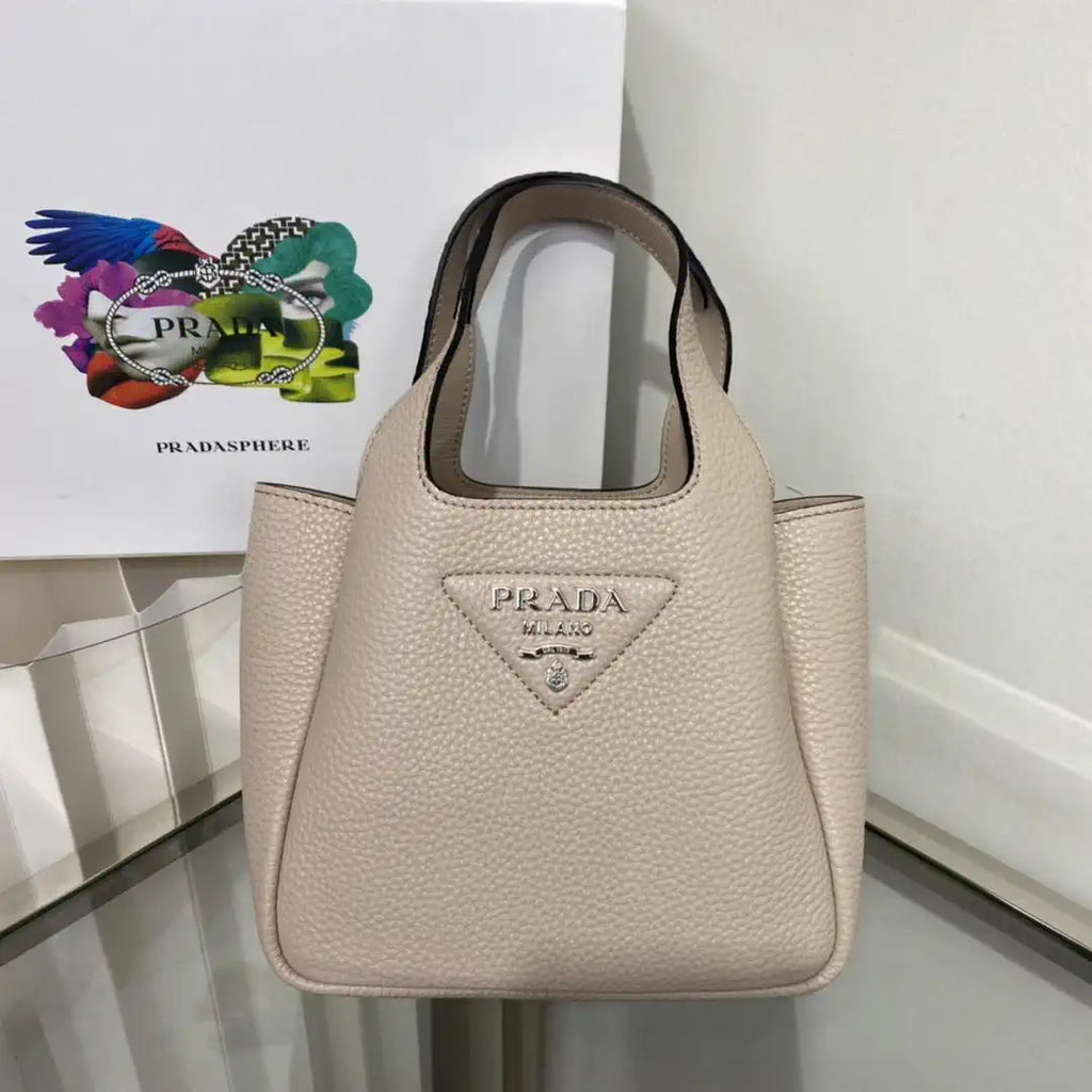 Prada 1BA349 Mini leather handbag Nude Silver