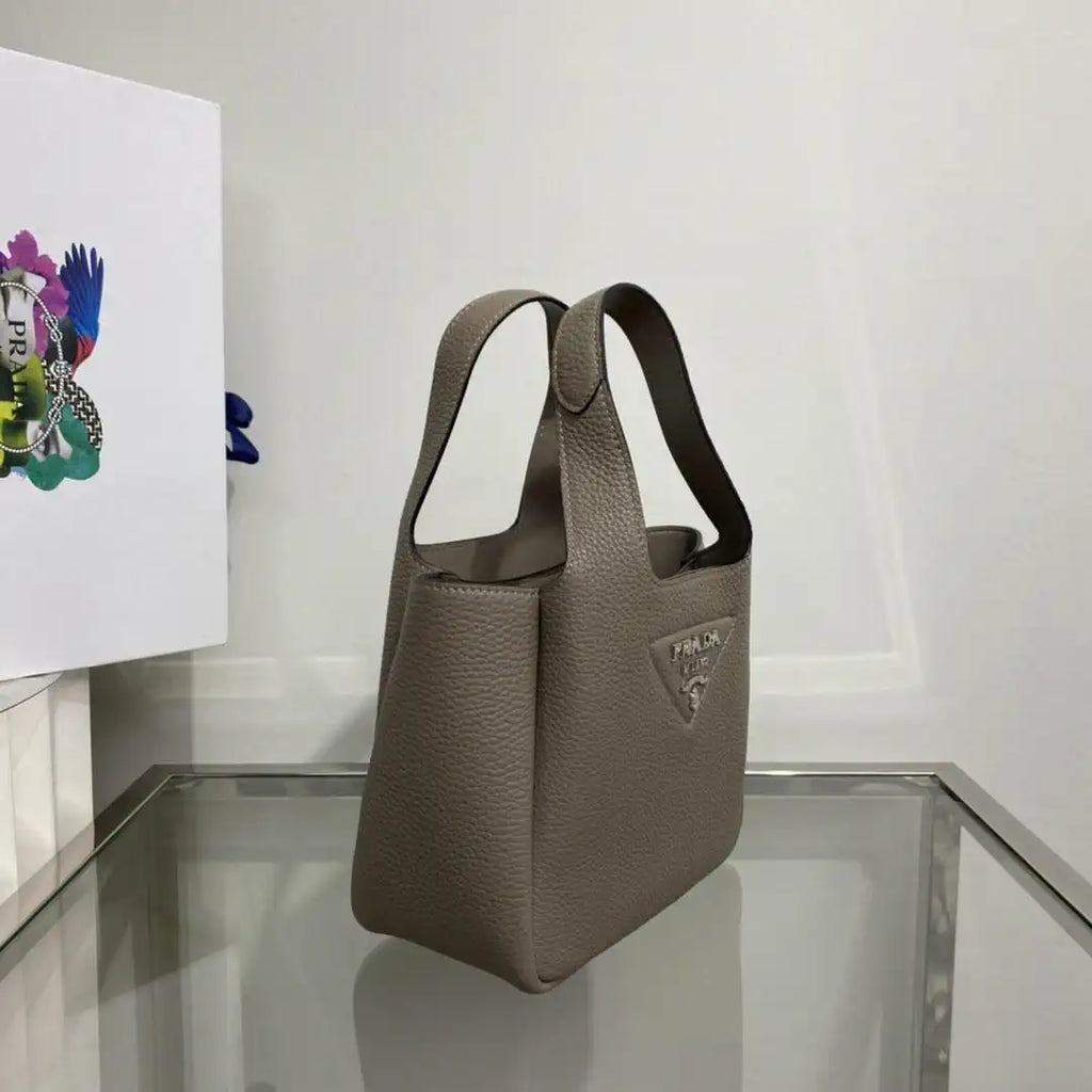 Prada 1BA349 Mini leather handbag Gray Silver