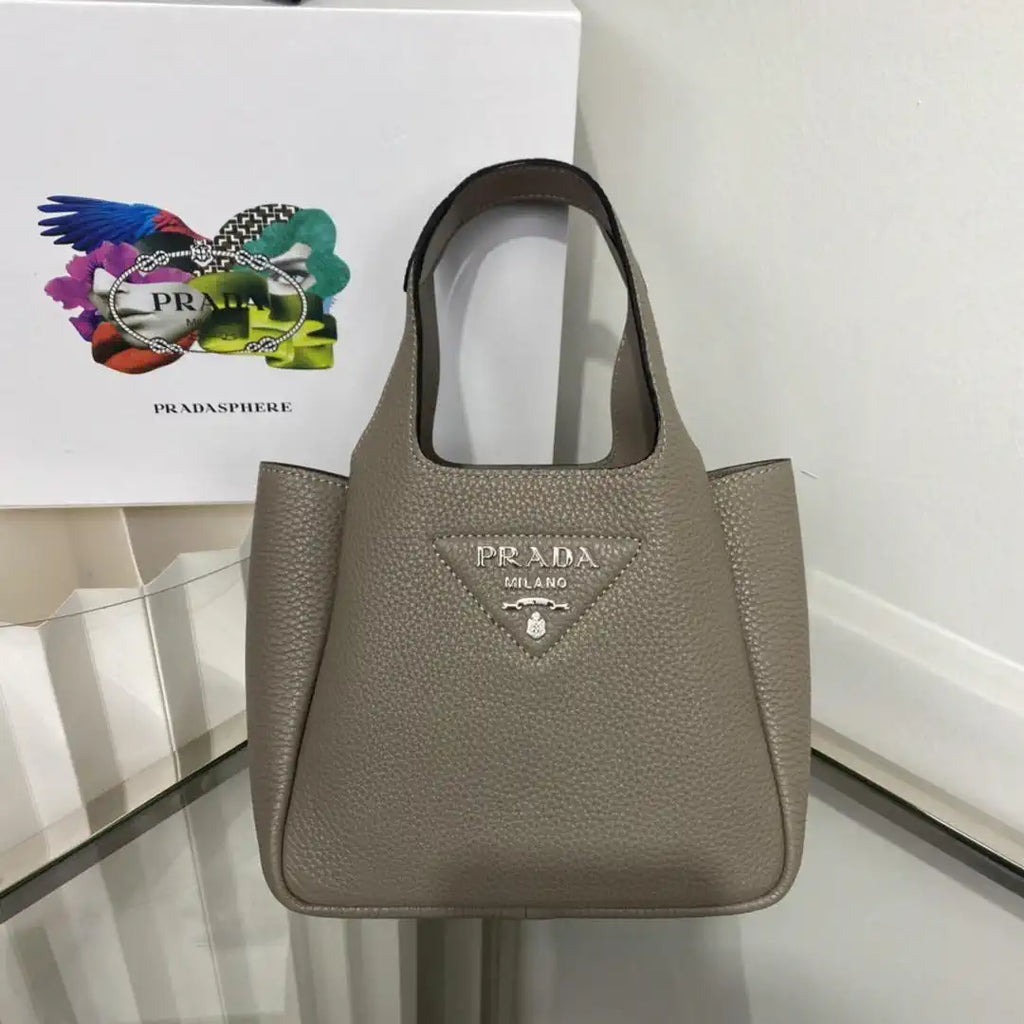 Prada 1BA349 Mini leather handbag Gray Silver