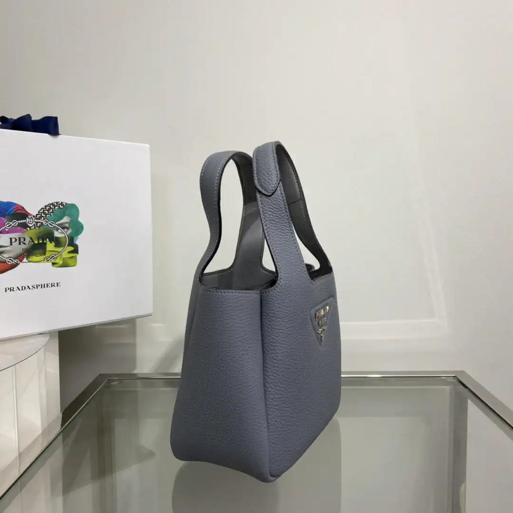 Prada 1BA349 Mini leather handbag Lake Blue Silver