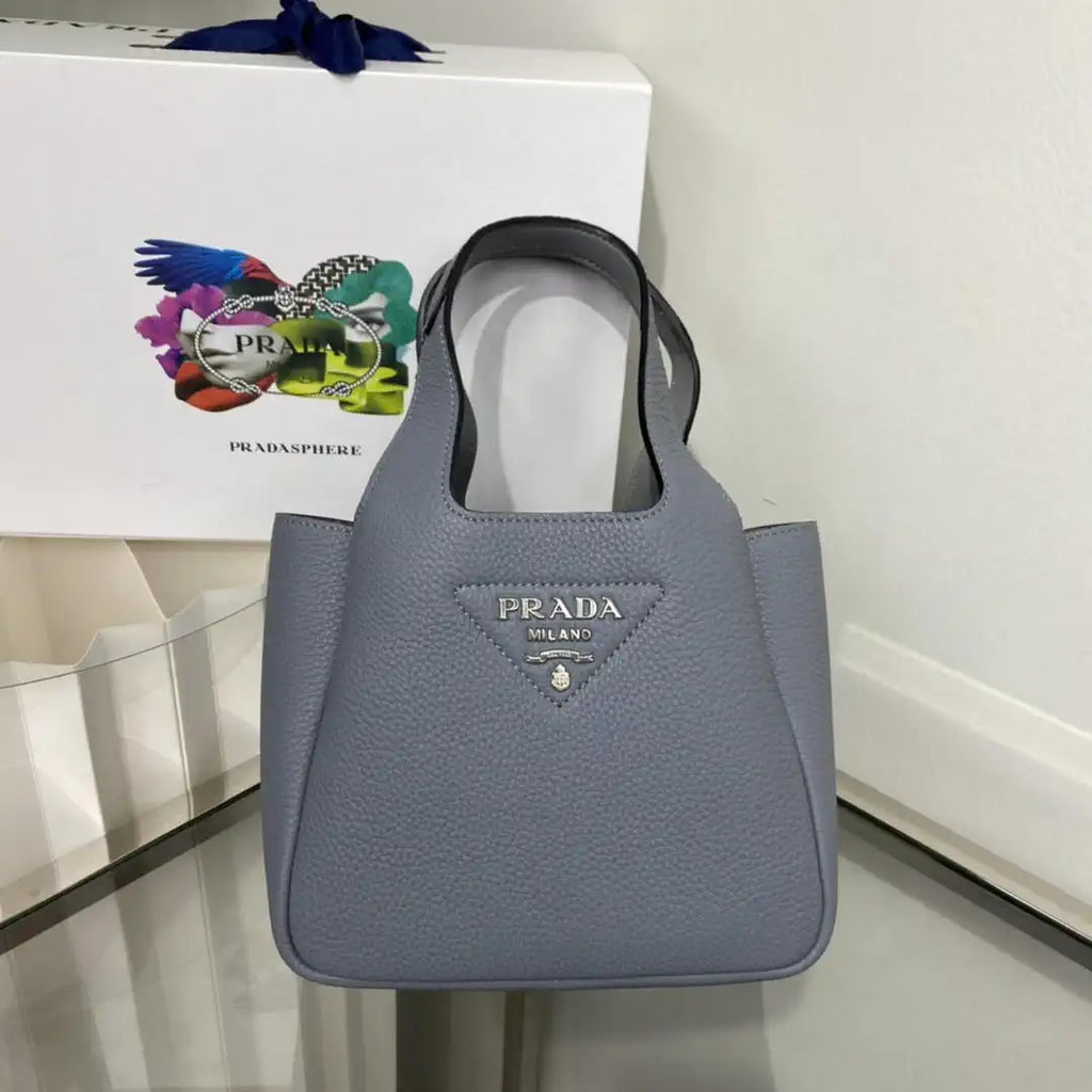 Prada 1BA349 Mini leather handbag Lake Blue Silver