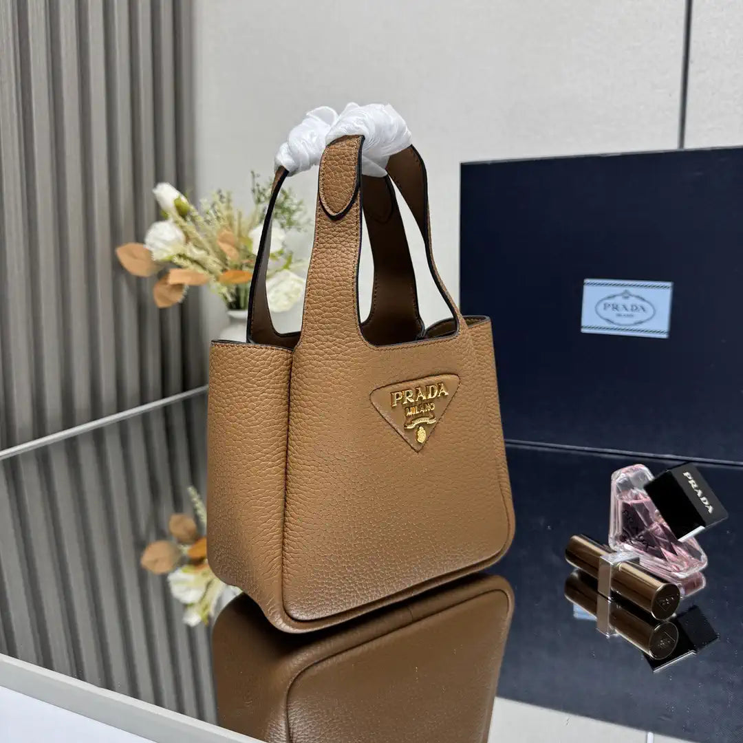 Prada 1BA349 Mini leather handbag Brown Gold