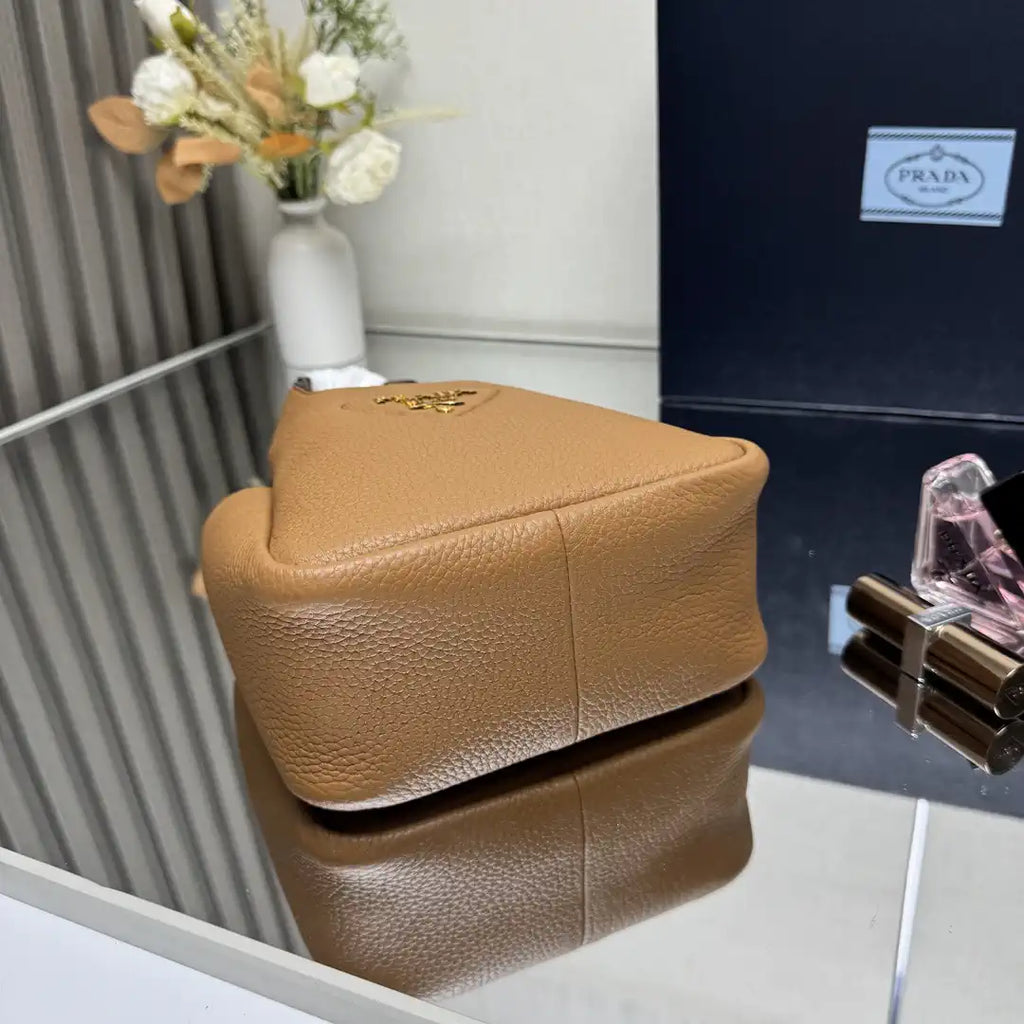 Prada 1BA349 Mini leather handbag Brown Gold