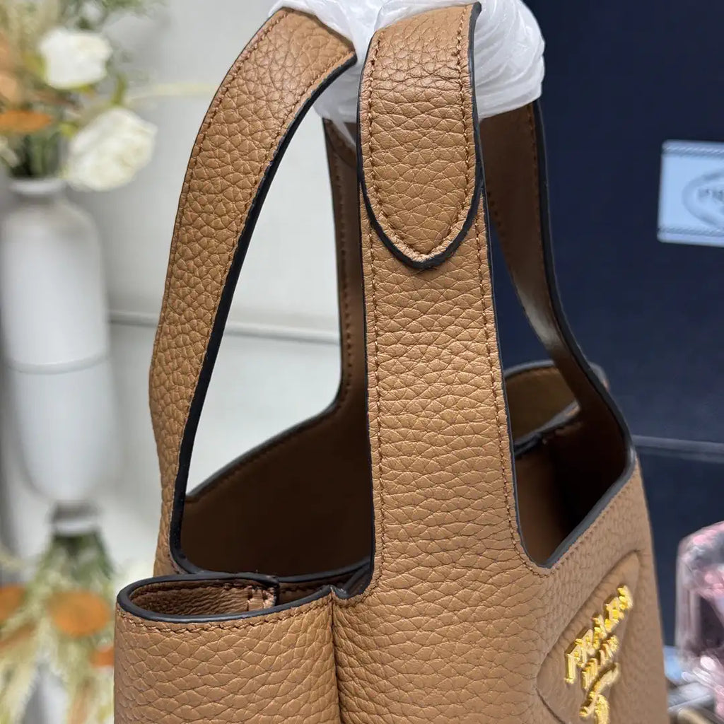 Prada 1BA349 Mini leather handbag Brown Gold