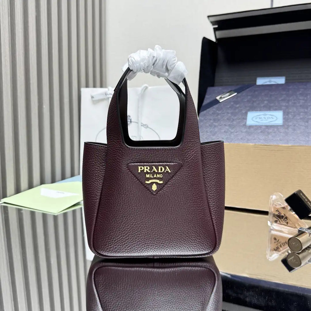 Prada 1BA349 Mini leather handbag Wine red Gold