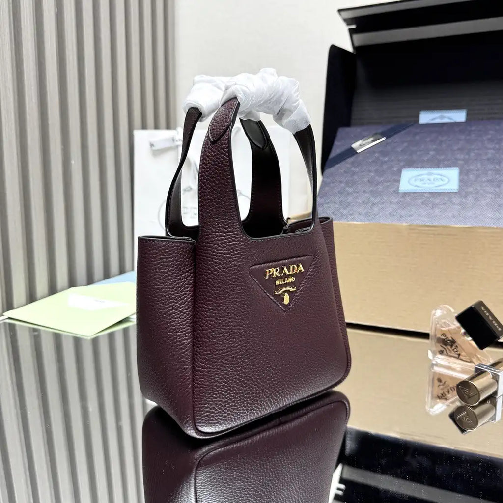 Prada 1BA349 Mini leather handbag Wine red Gold