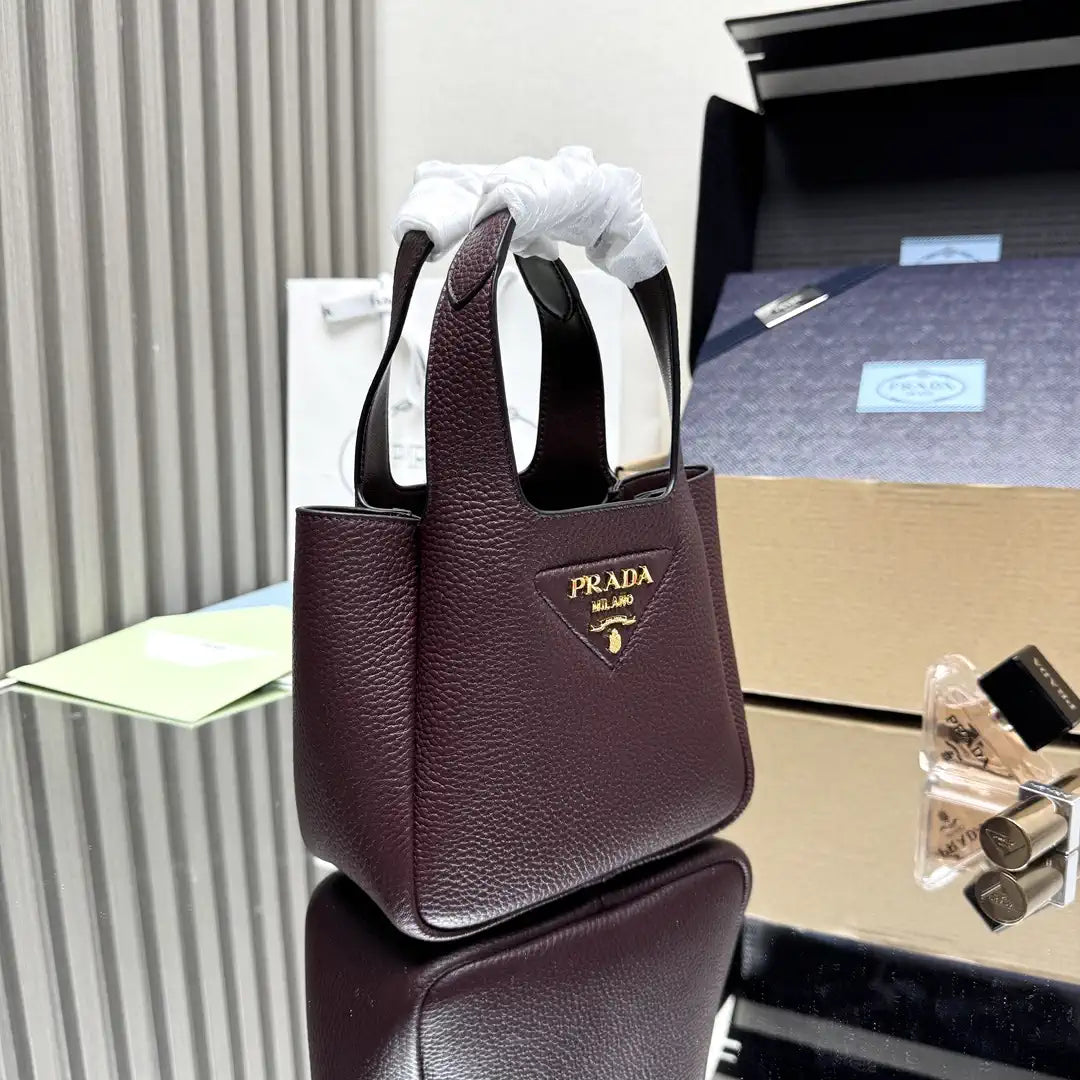 Prada 1BA349 Mini leather handbag Wine red Gold