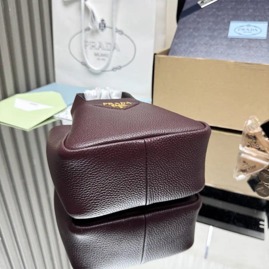 Prada 1BA349 Mini leather handbag Wine red Gold