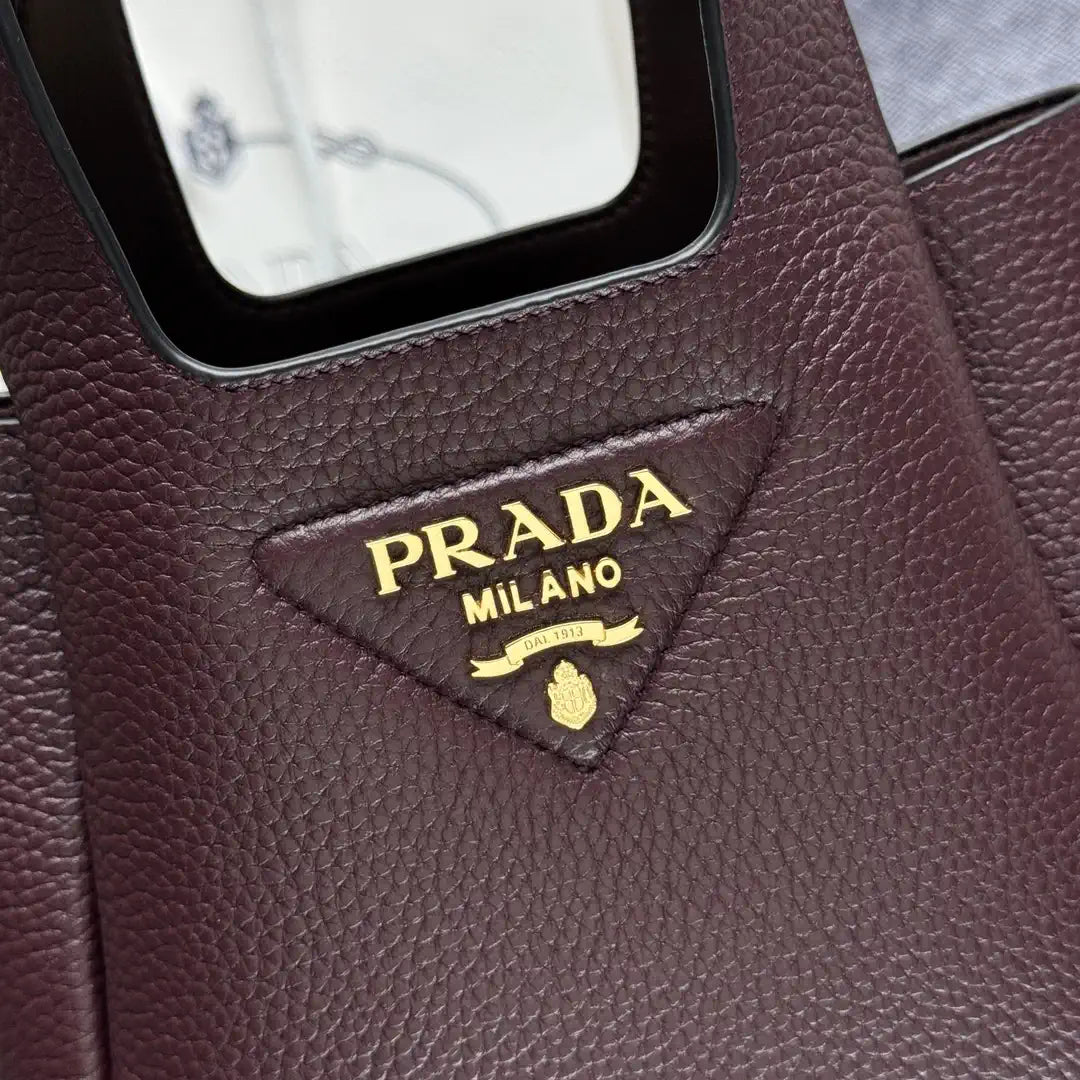 Prada 1BA349 Mini leather handbag Wine red Gold