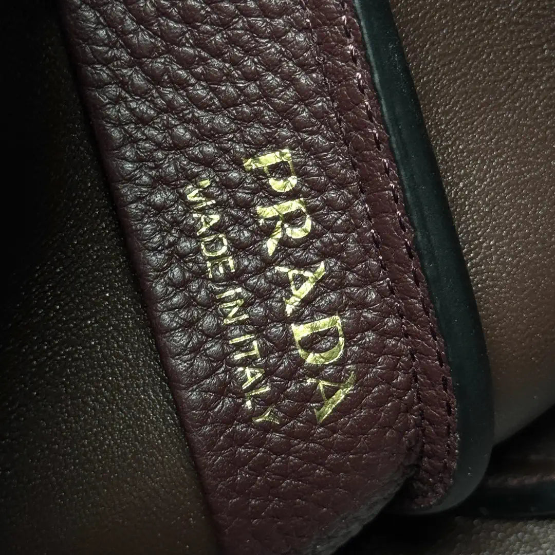 Prada 1BA349 Mini leather handbag Wine red Gold