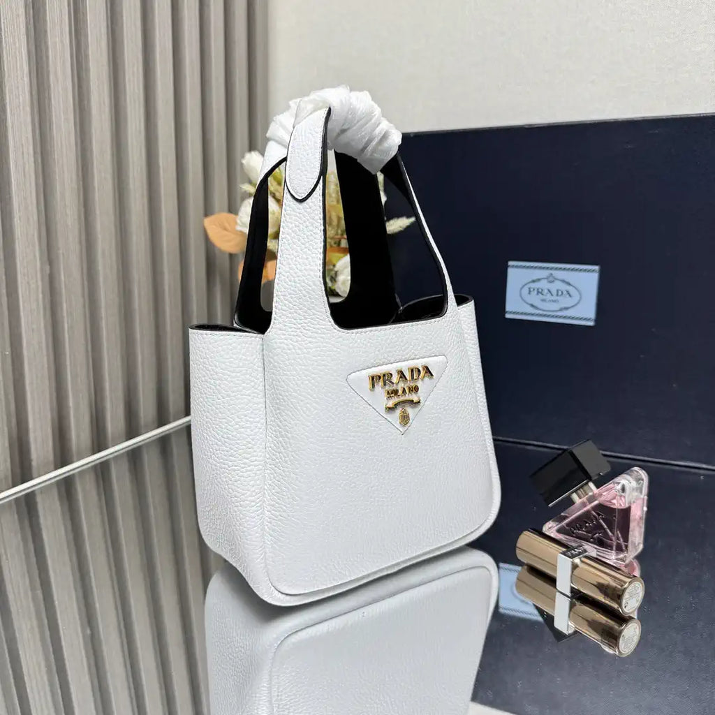 Prada 1BA349 Mini leather handbag White Gold