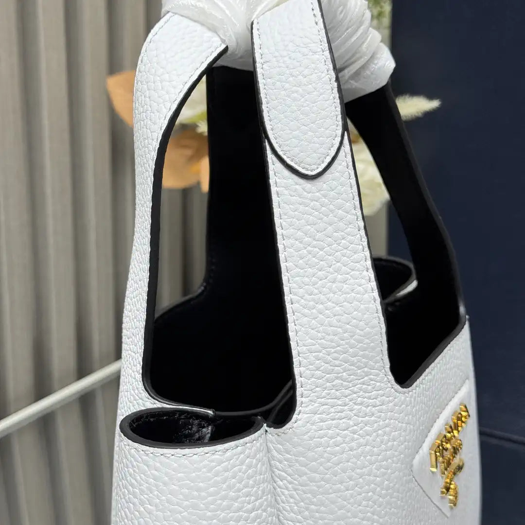 Prada 1BA349 Mini leather handbag White Gold