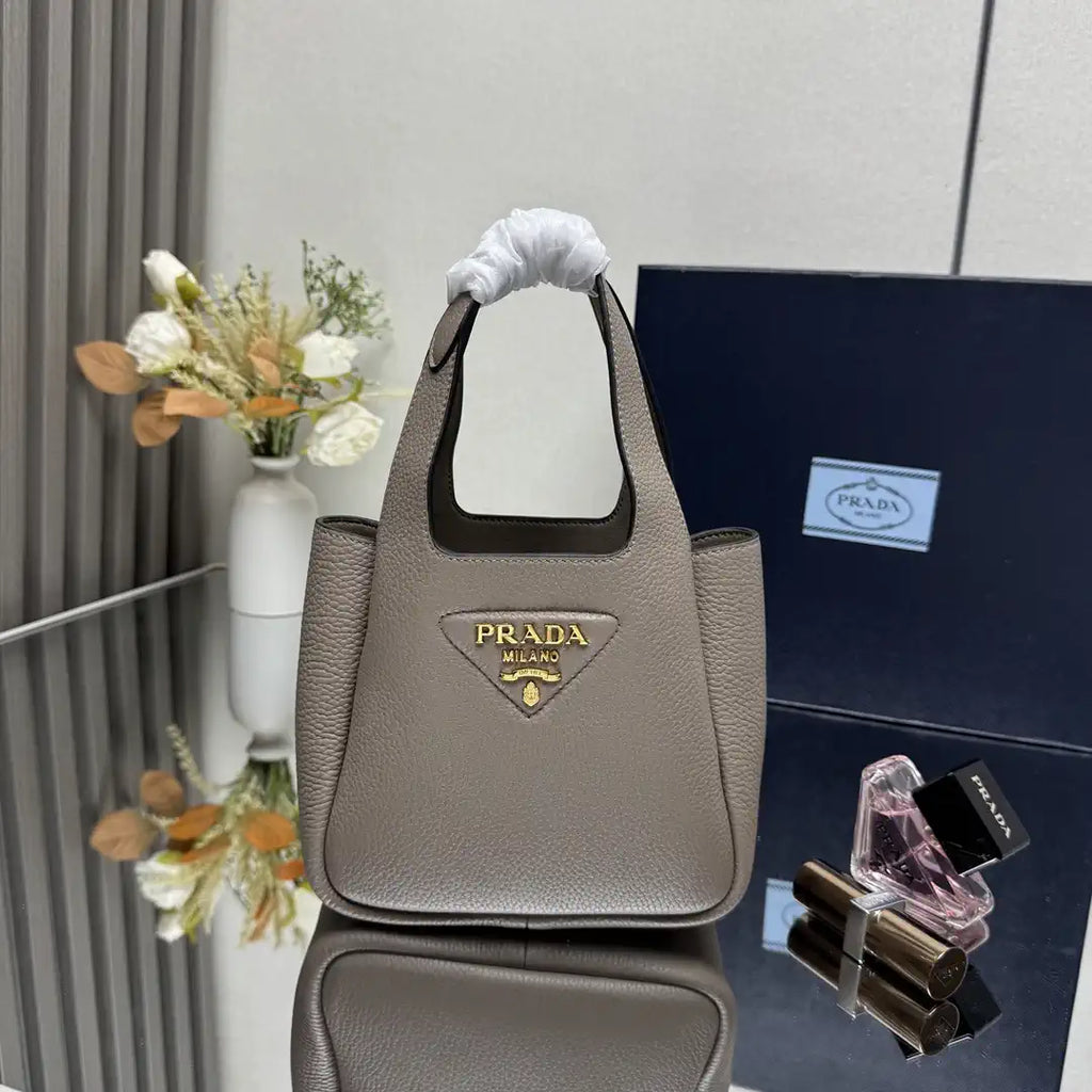 Prada 1BA349 Mini leather handbag Gray Gold