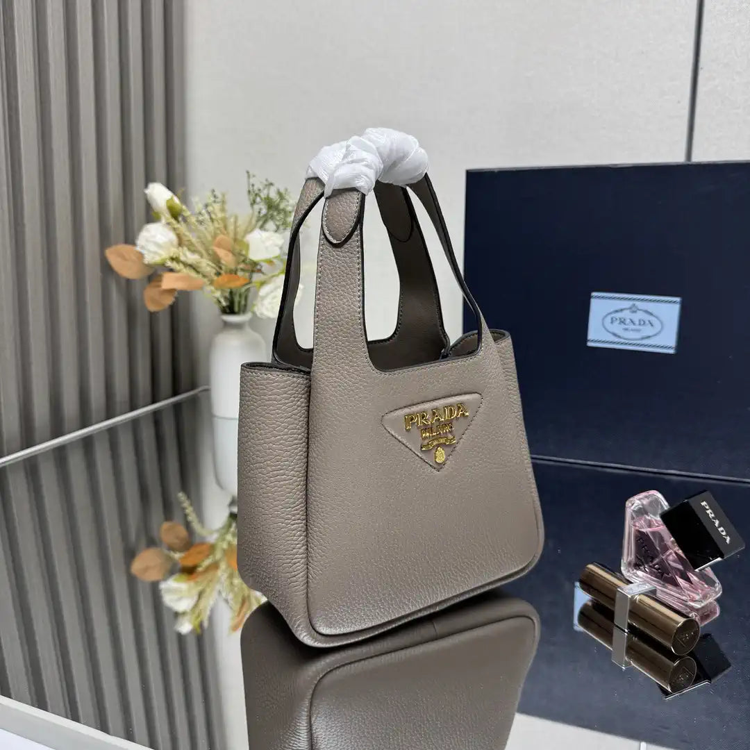 Prada 1BA349 Mini leather handbag Gray Gold