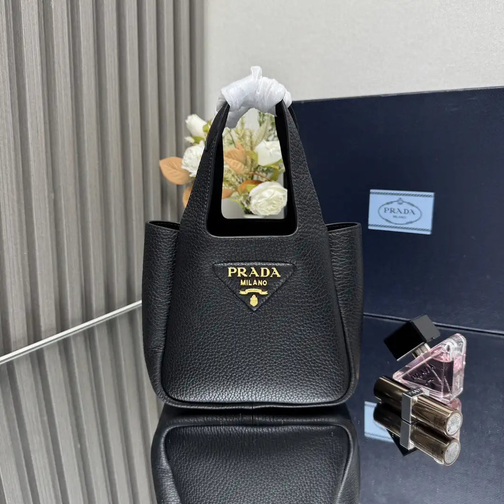 Prada 1BA349 Mini leather handbag Black Gold