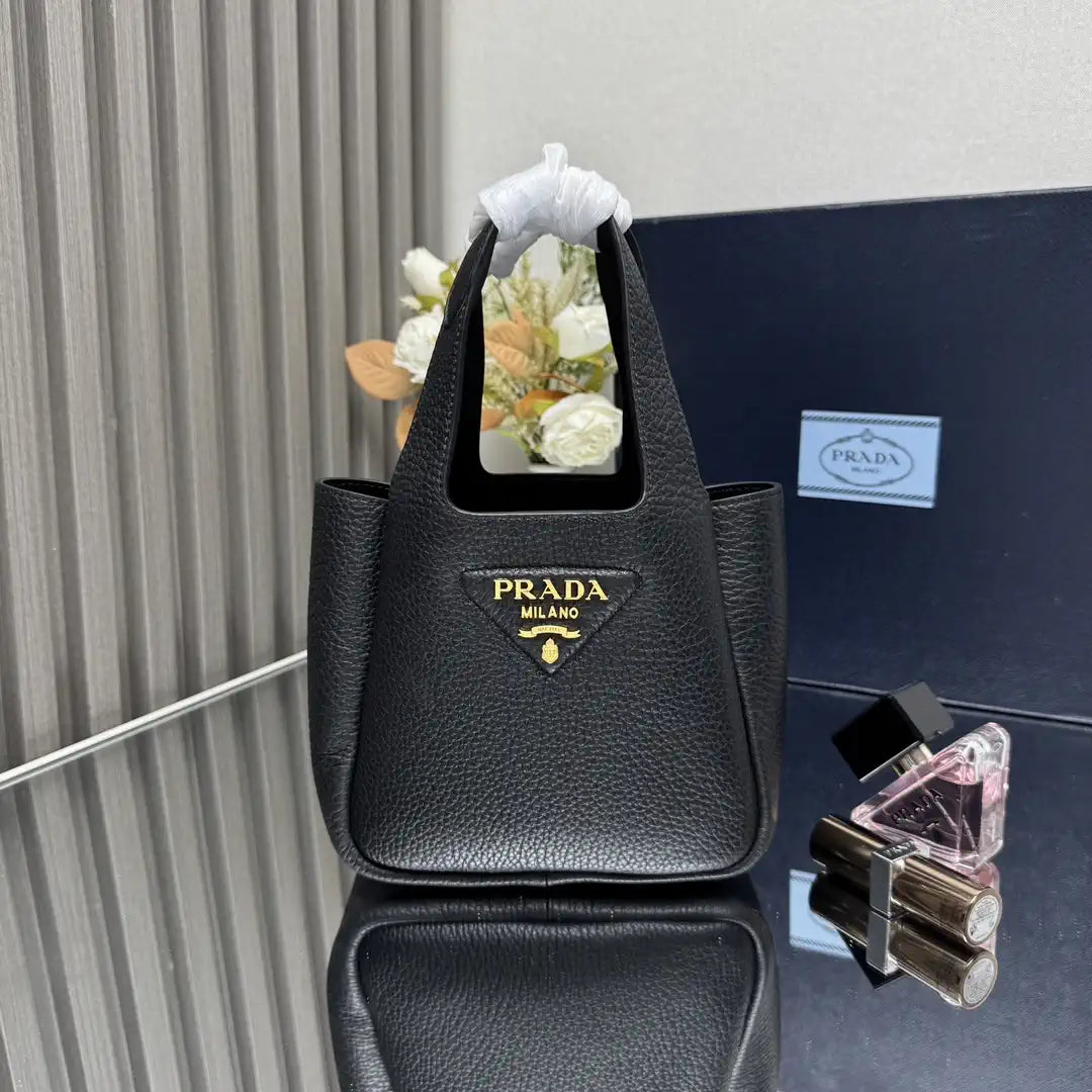 Prada 1BA349 Mini leather handbag Black Gold