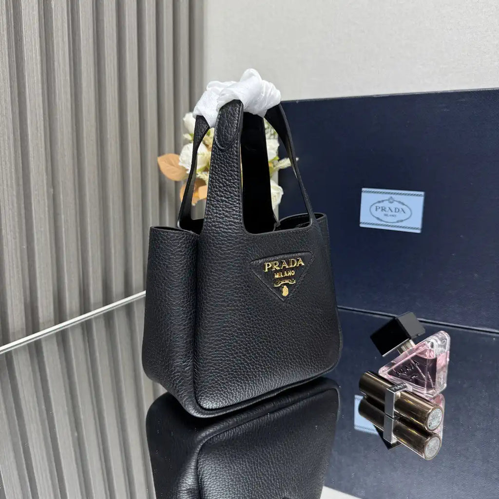 Prada 1BA349 Mini leather handbag Black Gold