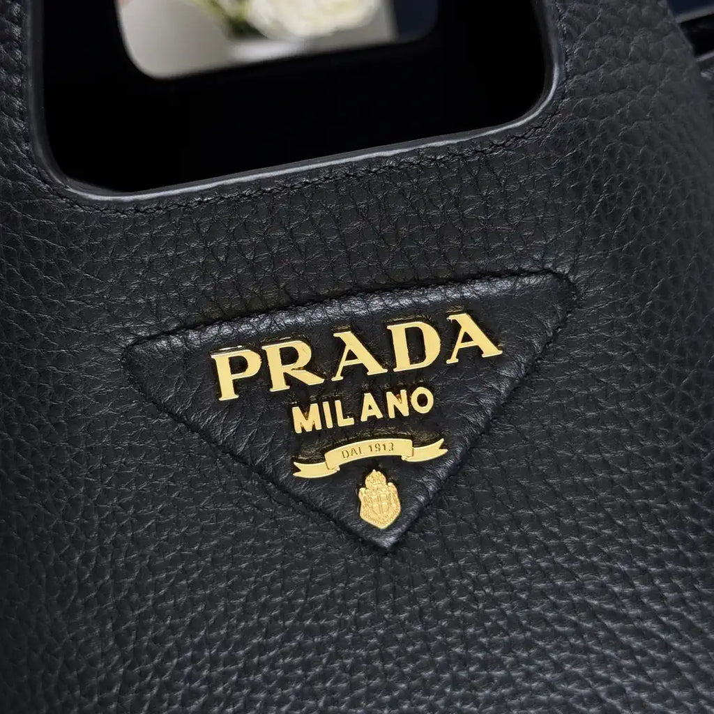 Prada 1BA349 Mini leather handbag Black Gold